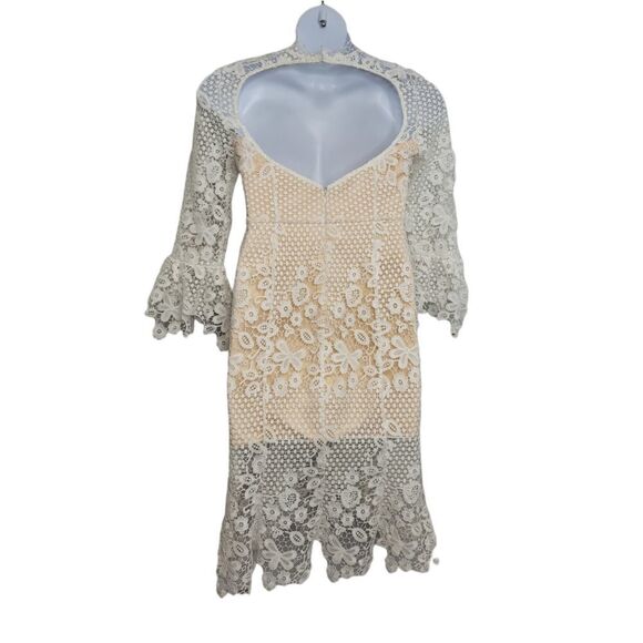FREE PEOPLE dress‎ La Spezia white floral crochet lace bridal M - Picture 5 of 15
